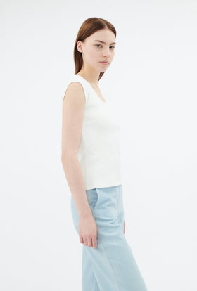 Organic Cotton Rib T-Shirt, Milk from ODEEH 