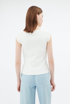 Organic Cotton Rib T-Shirt, Milk from ODEEH 