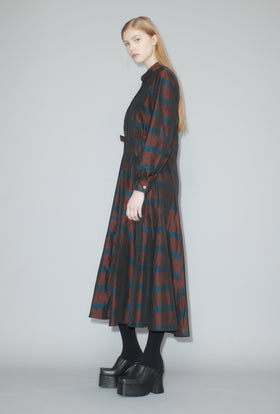 Striped Taffeta Kleid, Burgundy from ODEEH 