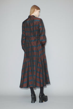 Striped Taffeta Kleid, Burgundy from ODEEH 
