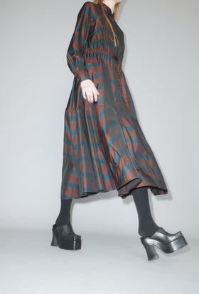 Striped Taffeta Kleid, Burgundy from ODEEH 