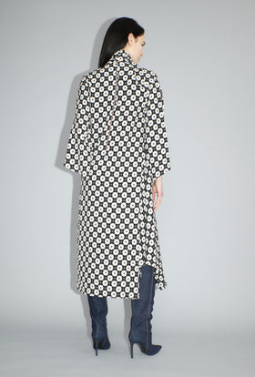 Geometric Flowers Kleid, Black White from ODEEH 
