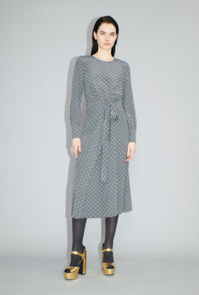 Morphid Grid on Crepe de Chine Kleid, Lake Green from ODEEH 