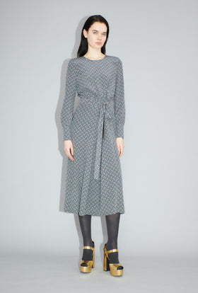 Morphid Grid on Crepe de Chine Kleid, Lake Green from ODEEH 