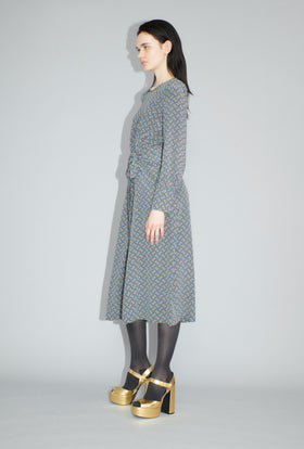 Morphid Grid on Crepe de Chine Kleid, Lake Green from ODEEH 