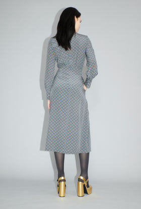 Morphid Grid on Crepe de Chine Kleid, Lake Green from ODEEH 