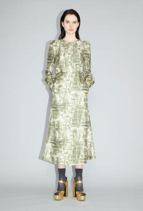 Paintbrush Texture Kleid, Dark Olive from ODEEH 