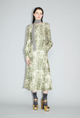 Paintbrush Texture Kleid, Dark Olive from ODEEH 