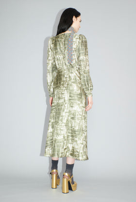 Paintbrush Texture Kleid, Dark Olive from ODEEH 