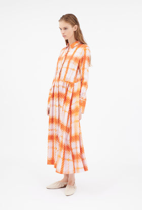 Small Painted Check Kleid, Papaya from ODEEH 