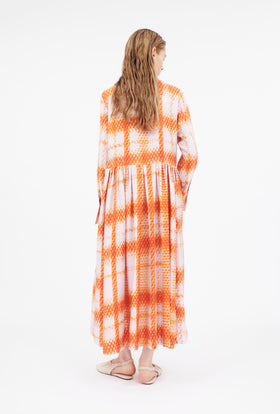Small Painted Check Kleid, Papaya from ODEEH 