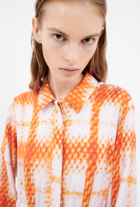 Small Painted Check Kleid, Papaya from ODEEH 
