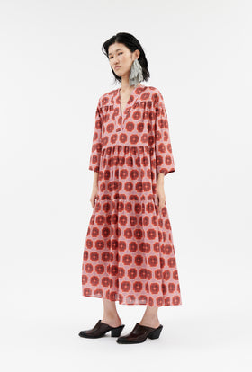 Abstract Pansies Kleid, Rusty Red from ODEEH 