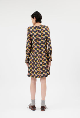 Magnolias & Buds Twill Kleid, Deep Purple from ODEEH 