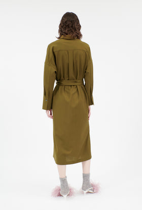 Light Weight Wool Kleid, Dark Olive from ODEEH 