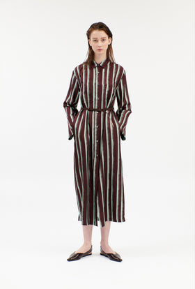 PAINTED STRIPES / TWILL Kleid, Cordovan from ODEEH 