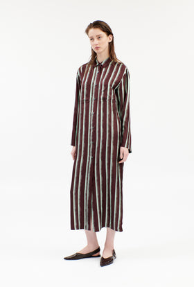 PAINTED STRIPES / TWILL Kleid, Cordovan from ODEEH 