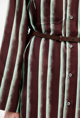 PAINTED STRIPES / TWILL Kleid, Cordovan from ODEEH 