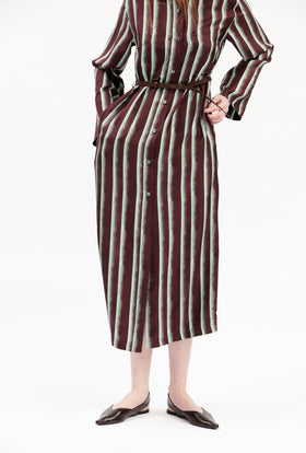 PAINTED STRIPES / TWILL Kleid, Cordovan from ODEEH 
