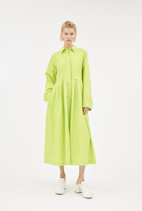 Poplin Kleid, Acid Green from ODEEH 
