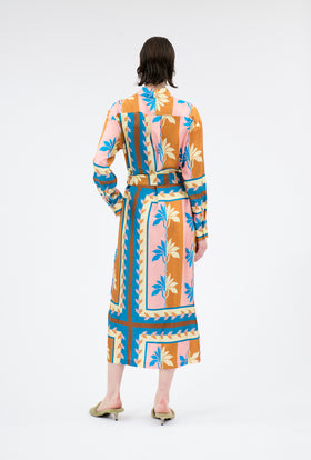 Palm Fans Kleid, Caribbean Blue from ODEEH 
