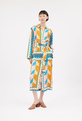 Palm Fans Kleid, Caribbean Blue from ODEEH 