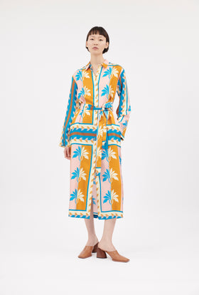Palm Fans Kleid, Caribbean Blue from ODEEH 