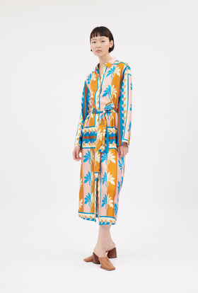 Palm Fans Kleid, Caribbean Blue from ODEEH 