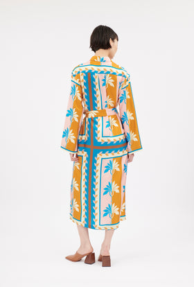 Palm Fans Kleid, Caribbean Blue from ODEEH 