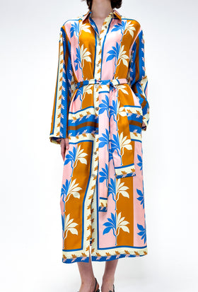 Palm Fans Kleid, Caribbean Blue from ODEEH 