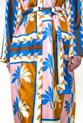 Palm Fans Kleid, Caribbean Blue from ODEEH 