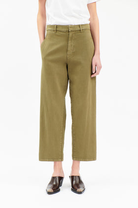 Garment Washed Gab Hose, Olive from ODEEH 