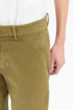 Garment Washed Gab Hose, Olive from ODEEH 