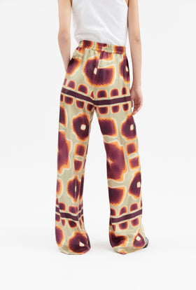 Mirrored Pansies / Foulard Print Hose, Chestnut-Red from ODEEH 