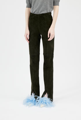 Lamb Stretch Suede Hose, Dark Olve from ODEEH 