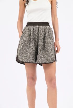 HERINGBONE BOUCLÈ Short, Dusty Bown from ODEEH 