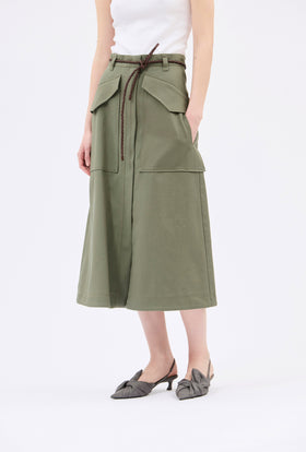 Cotton Twill Skirt, Bush Green from ODEEH 