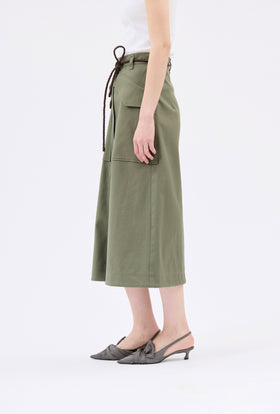 Cotton Twill Skirt, Bush Green from ODEEH 
