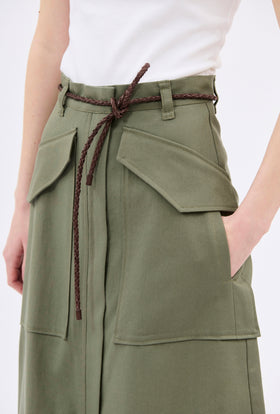 Cotton Twill Skirt, Bush Green from ODEEH 