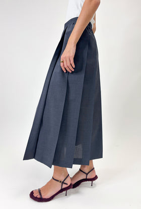 Light Oxford Wool Skirt, Granite from ODEEH 