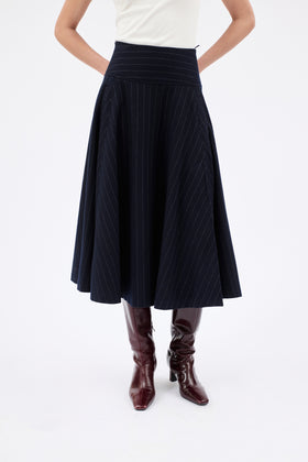 FLANNEL PIN STRIPE Rock, Navy from ODEEH 