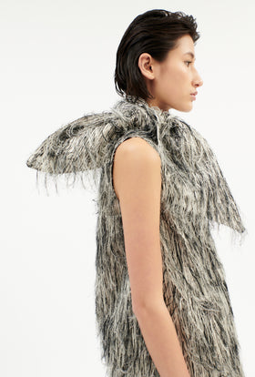 FRINGY JACQUARD Schal, Dark Silver from ODEEH 