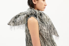 FRINGY JACQUARD Schal, Dark Silver from ODEEH 