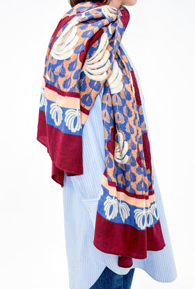 Palm Fans Schal, Burgundy from ODEEH 