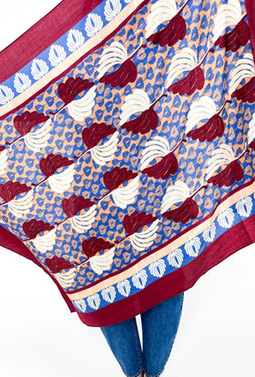 Palm Fans Schal, Burgundy from ODEEH 