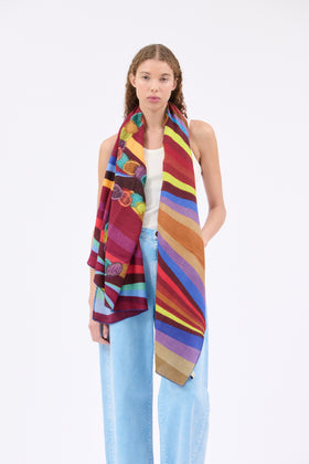 Embroidered Rainbow Schal, Bordeaux from ODEEH 