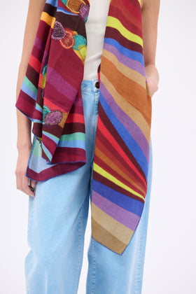 Embroidered Rainbow Schal, Bordeaux from ODEEH 