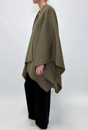 Brushed Double Face Poncho, Dark Moss from ODEEH 