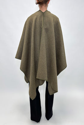 Brushed Double Face Poncho, Dark Moss from ODEEH 
