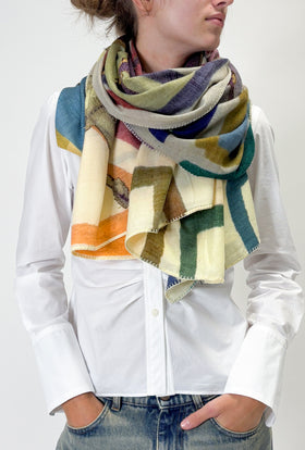 EMBROIDERED TIE DYE Scarf, Multicolor from ODEEH 